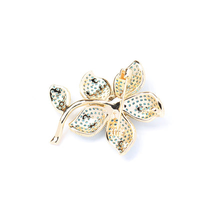 Women’s decorative brooch pin set with blue stone and cubic zirconia, popular cz brooch, daily wear women fashion jewelry, great holiday gift for her.