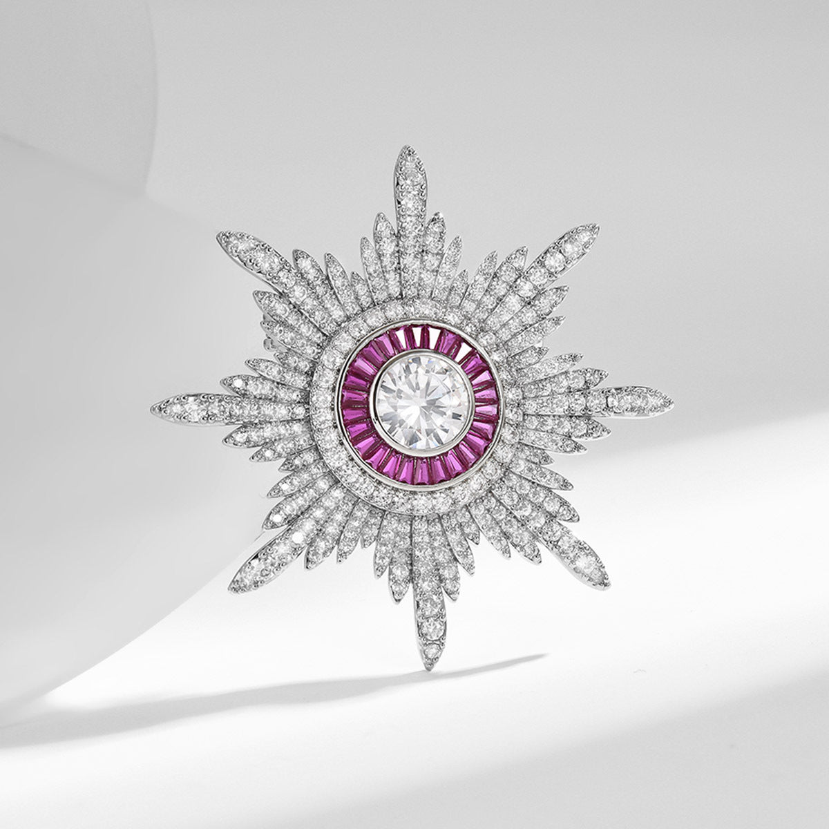 Diamond Eight‑Pointed Star Brooch XXB001