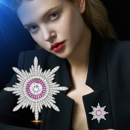 Diamond Eight‑Pointed Star Brooch XXB001