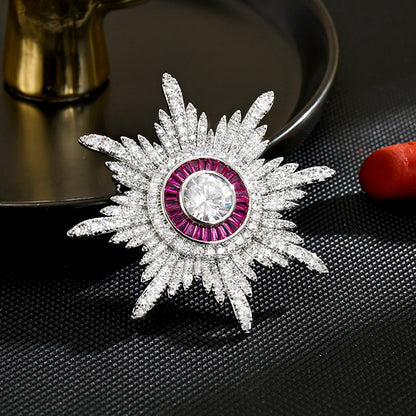 Diamond Eight‑Pointed Star Brooch XXB001