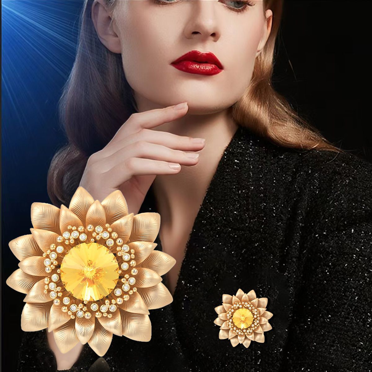 Vintage Gold Sun flower Brooch Pin XXB012