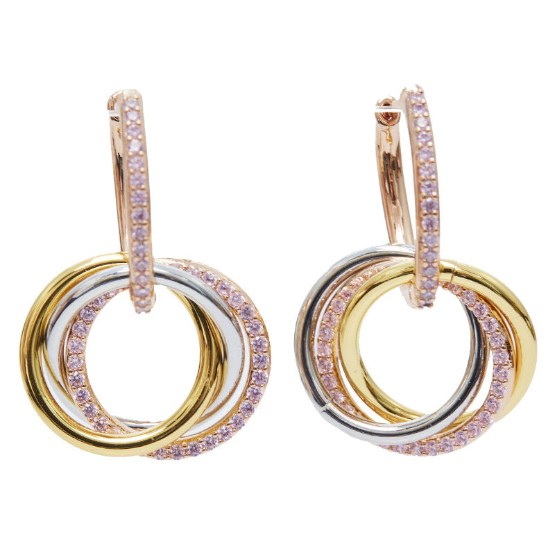 Three‑Color Triple Hoop Earrings XXE0002