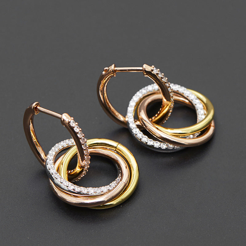 Three‑Color Triple Hoop Earrings XXE0002