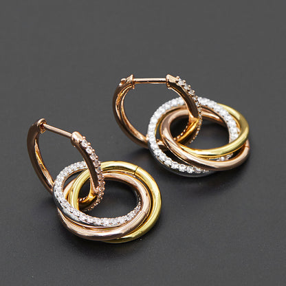 Three‑Color Triple Hoop Earrings XXE0002