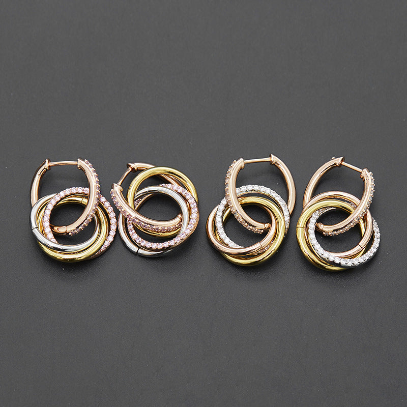 Three‑Color Triple Hoop Earrings XXE0002