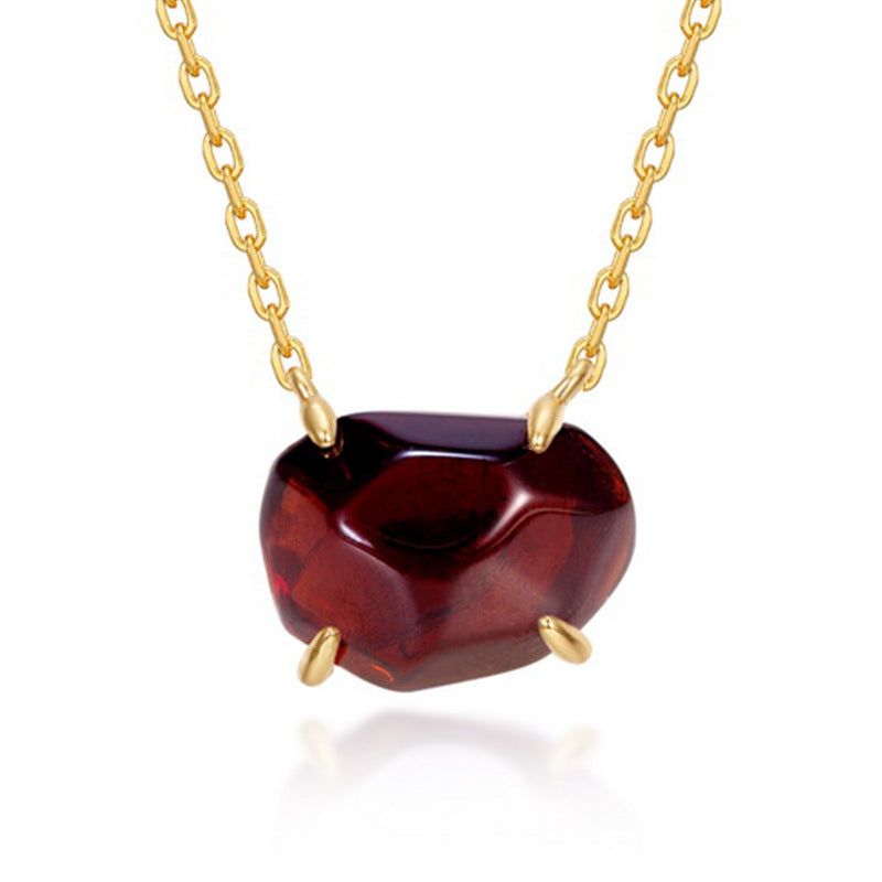 Natural Pink Purple Crystal Four-Claw S925 Sterling Silver Pendant Necklace for Women  XXN0009