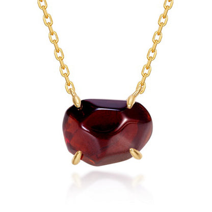 Natural Pink Purple Crystal Four-Claw S925 Sterling Silver Pendant Necklace for Women  XXN0009