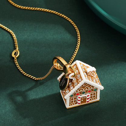 Candy Snow House Christmas Pendant Necklace XXN005