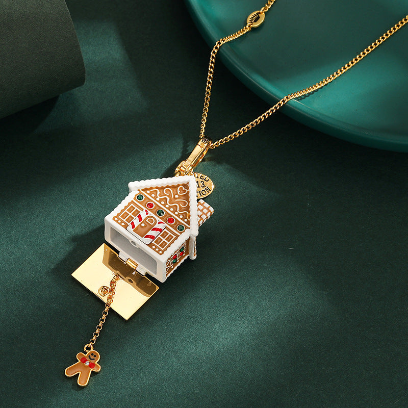 Candy Snow House Christmas Pendant Necklace XXN005