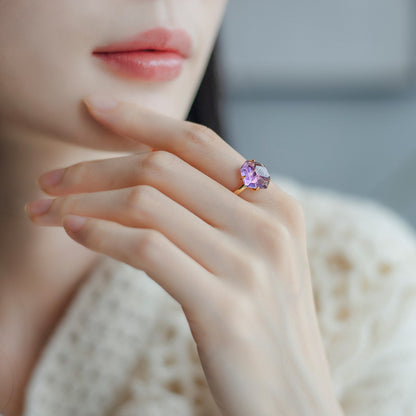 S925 Sterling Silver Natural Crystal Ring for Women XXR0002