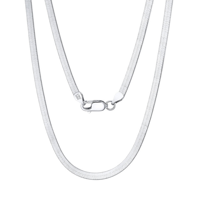 flat snake chain sterling silver 3mm platinum finish 40-60cm