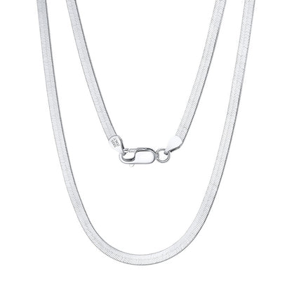flat snake chain sterling silver 3mm platinum finish 40-60cm