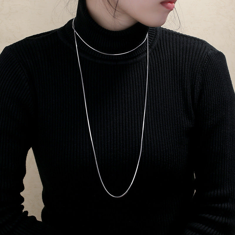 long silver snake chain 1.8mm 120cm round snake link Italy