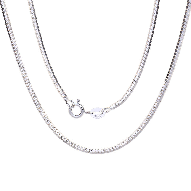 long snake chain necklace 925 silver 1.5mm 120cm platinum finish