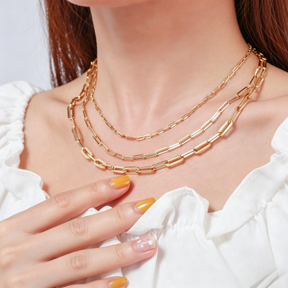 Woman necklace gold design, paperclip necklace 14k gold, solid S925 sterling silver womens necklace chain accessory