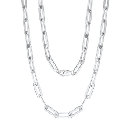 Woman necklace gold design, paperclip necklace white gold, solid S925 sterling silver womens necklace chain accessory