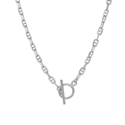 pig nose chain necklace S925 sterling silver 3mm OT clasp platinum finish