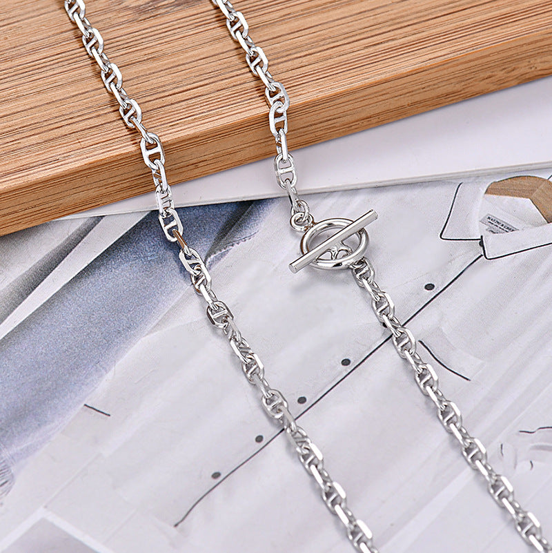 pig nose necklace silver 4mm unisex 40-60cm adjustable length