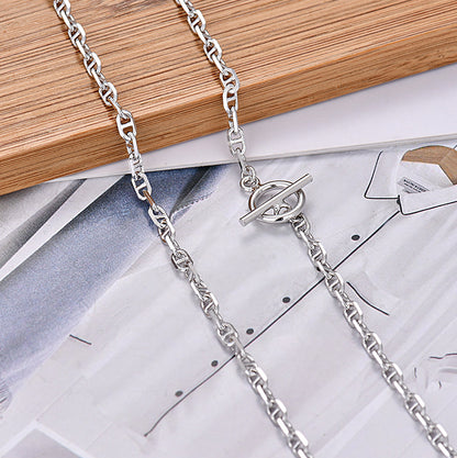 pig nose necklace silver 4mm unisex 40-60cm adjustable length