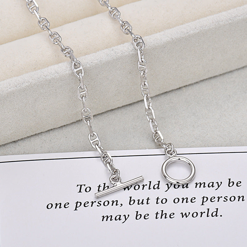 pig nose necklace silver for women 4mm OT clasp 50cm platinum color
