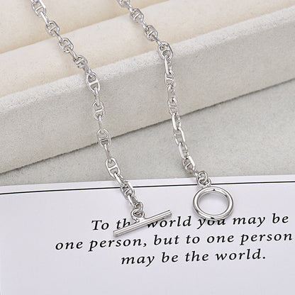 pig nose necklace silver for women 4mm OT clasp 50cm platinum color