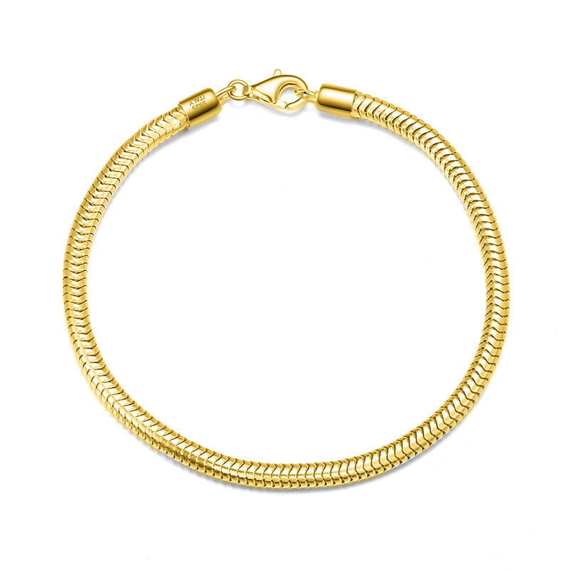 snake chain bracelet gold 14k plated 3mm unisex