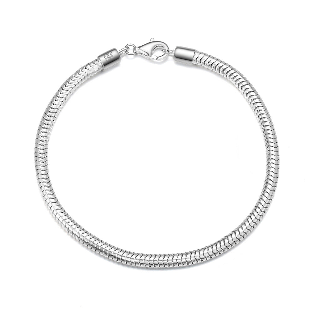 snake chain bracelet men S925 silver platinum finish 20cm