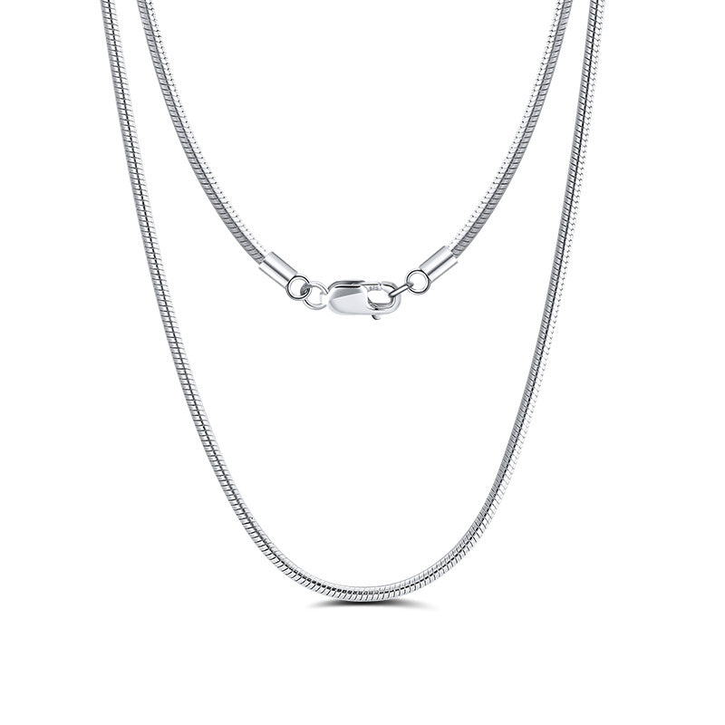  S925 sterling silver 1mm round snake chain necklace silver unisex, platinum finish 40-60cm snake italian chain, smooth snake bone chain for men women daily wear