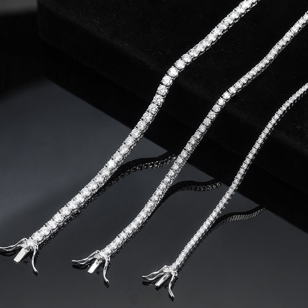 tennis necklace moissanite men 4mm bold sterling silver chain